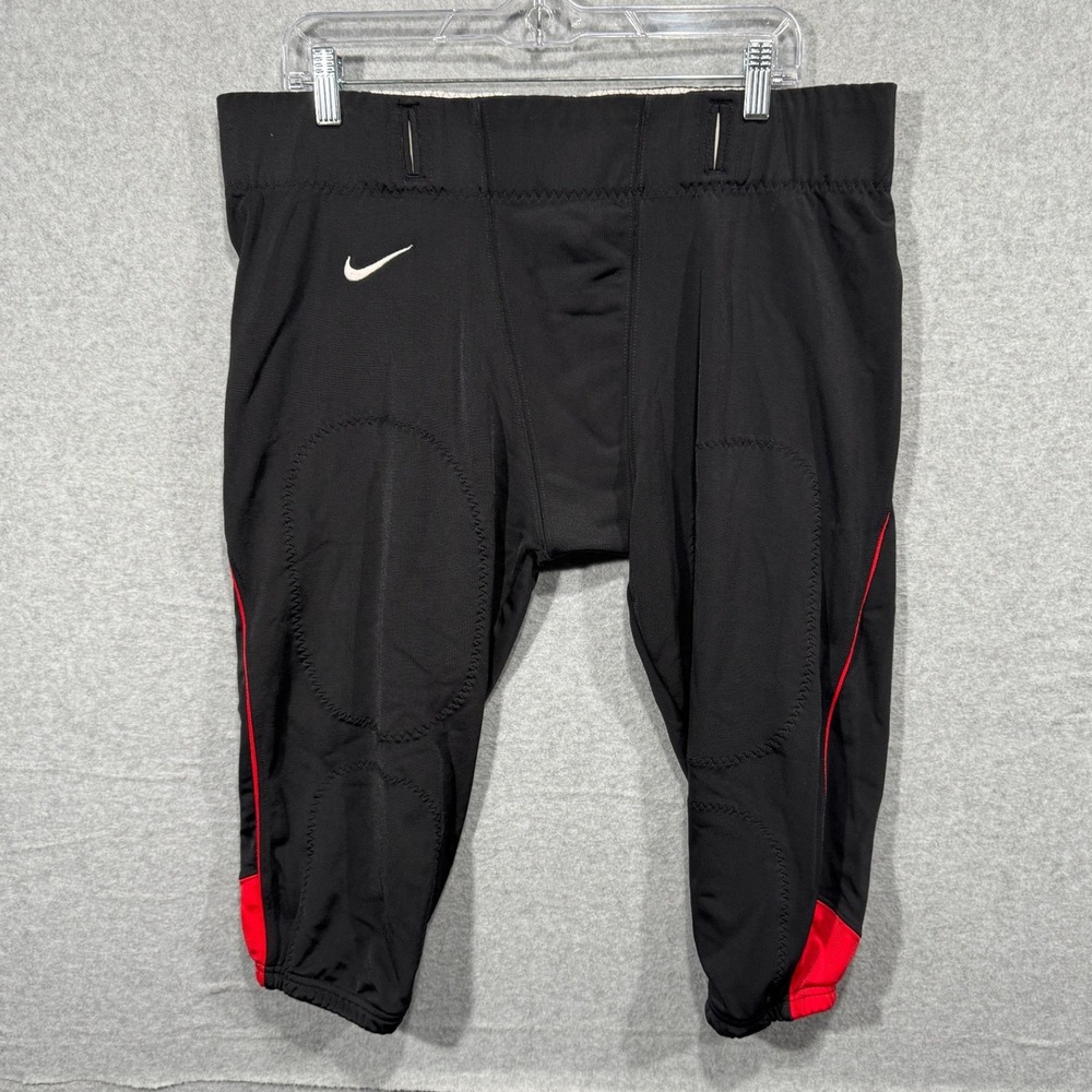 Nike Football Padded Compression Pants Tights Black Red‎ 2XL